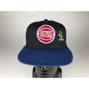 VTG AJD Mens Black Blue Detroit Pistons Isaiah Thomas Snapback Hat Size One Size